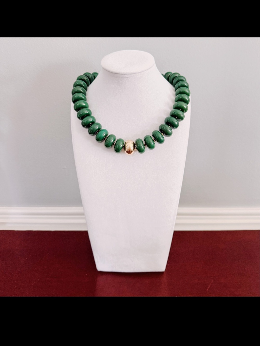 Green Beaded Necklace with Gold Accent, Gameday, football games, UNCC
